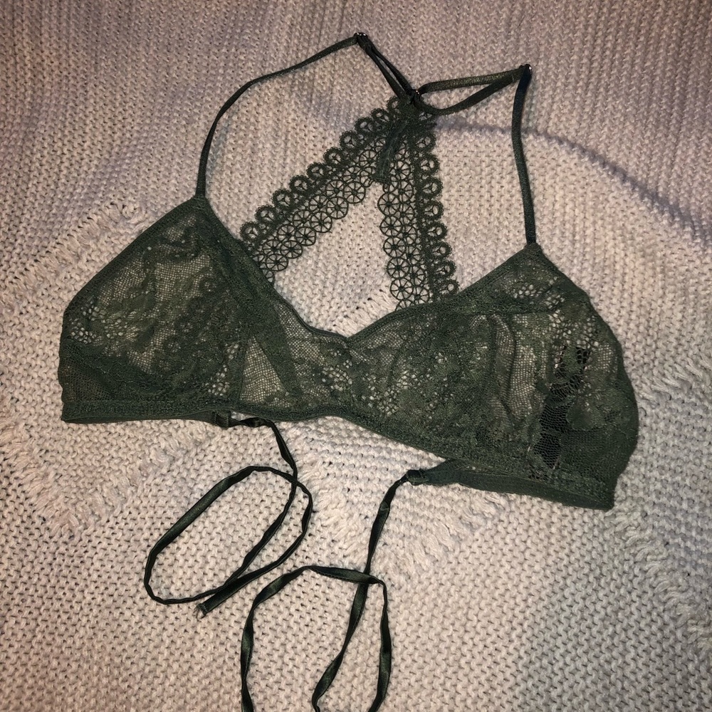 VS olive lace tie back bralette